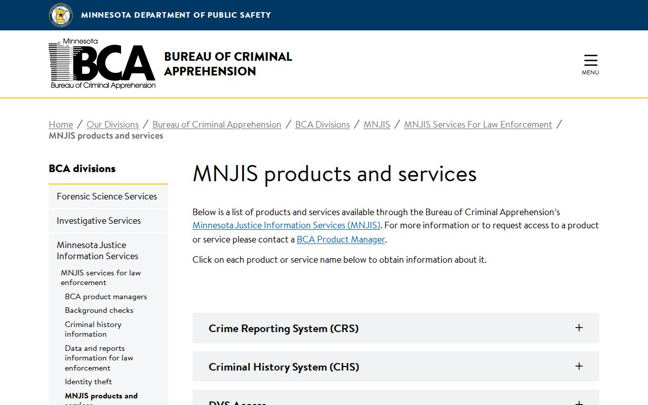 State system page showing that Kanabec County warrant lookup tools are law-enforcement products rather than city portals